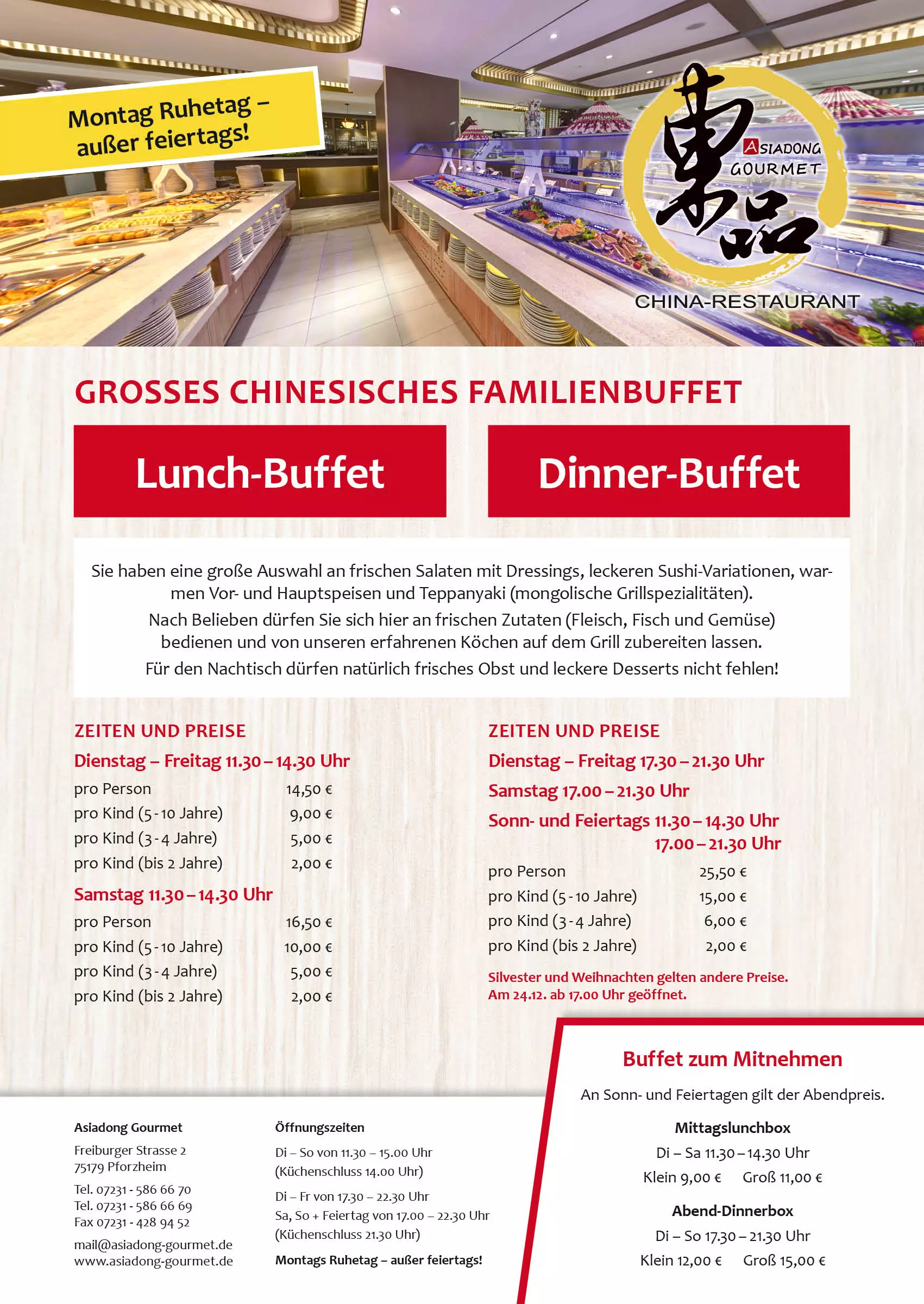 Buffet-Plakat 2025 Asiadong Gourmet